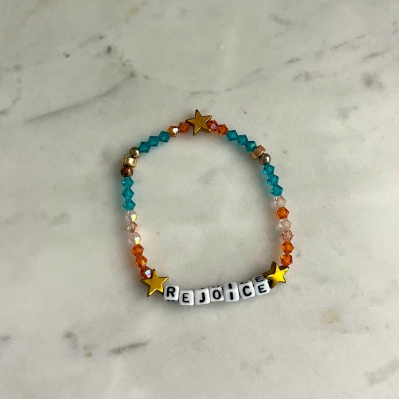 Beautiful Handmade Letter Word Bracelet REJOICE *wear solo or stack with more!!* - Picture 1 of 5